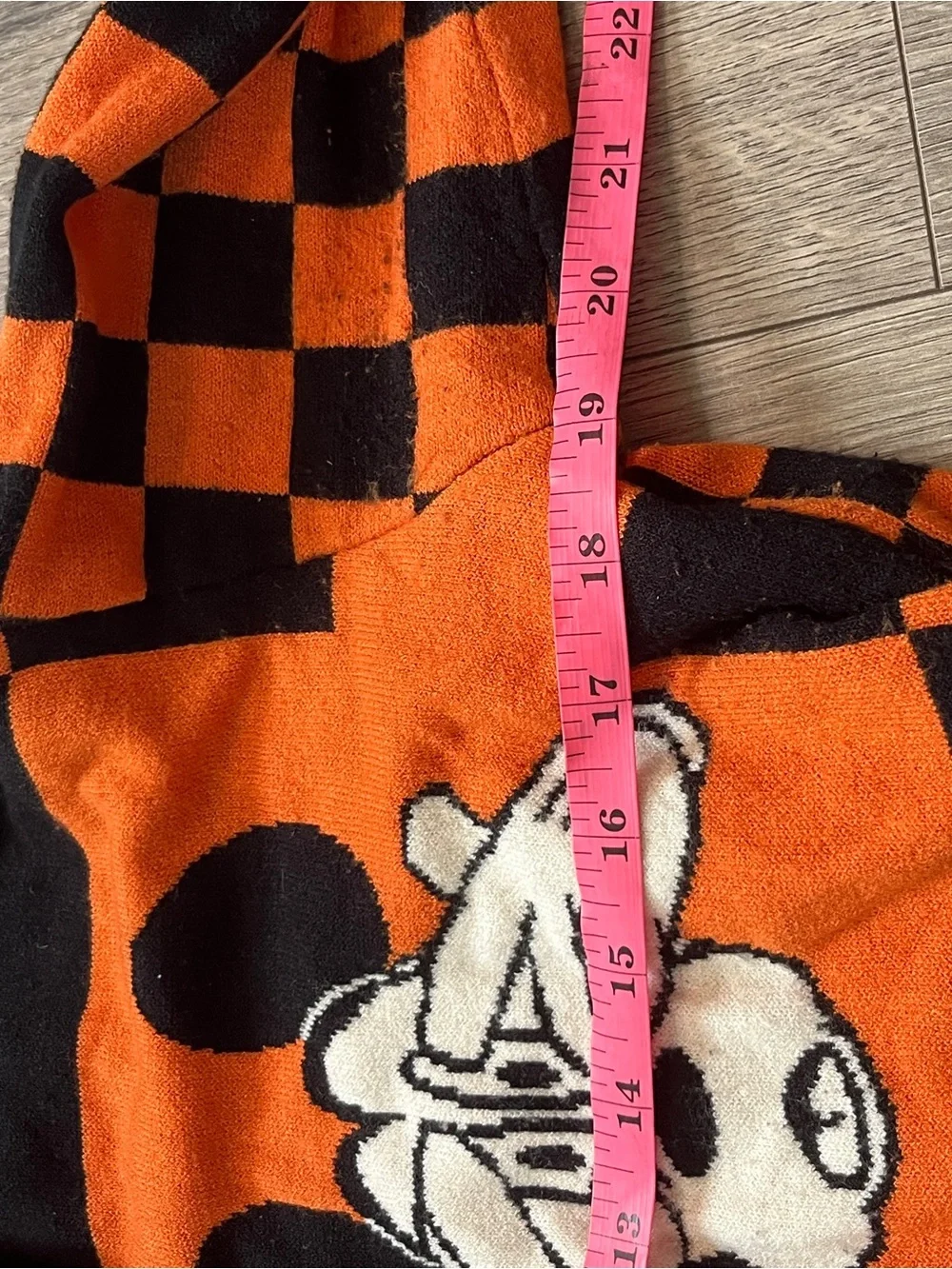 Disney Her Universe Womens Orange Black Checker Mickey Halloween Cardigan Size L